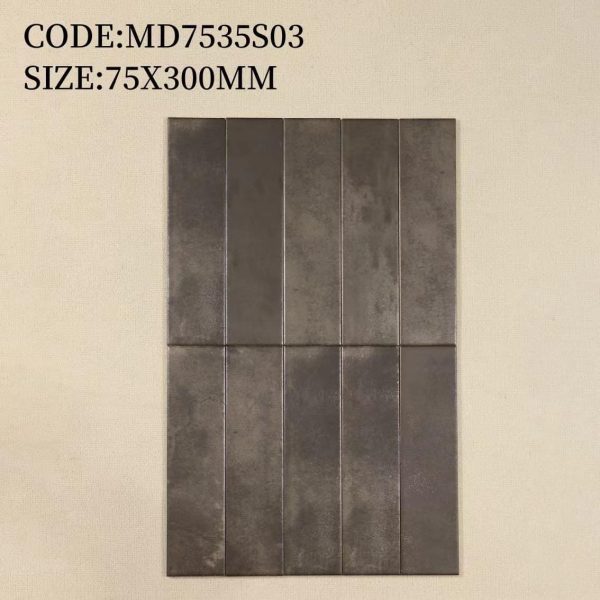 Gạch thẻ Porcelain mờ phẳng KT 75x300 mã MD7535S03