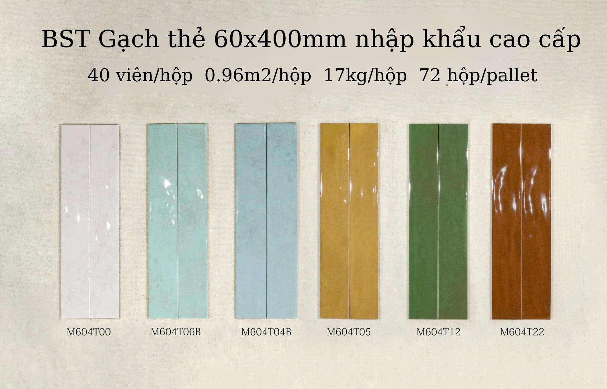 Gạch thẻ Porcelain bóng phẳng KT 60x400mm mã M604T06B