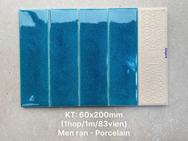 Gạch thẻ Porcelain men rạn KT 60x200mm mã MBL60204