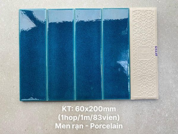 Gạch thẻ Porcelain men rạn KT 60x200mm mã MBL60218