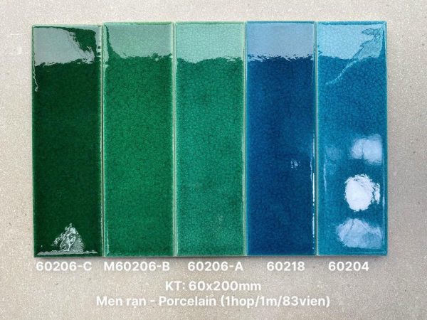 Gạch thẻ Porcelain men rạn KT 60x200mm mã MBL60204