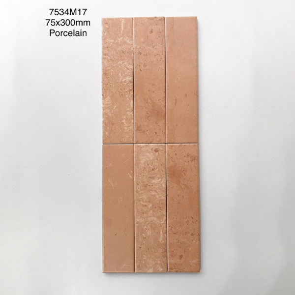Gạch thẻ Porcelain mờ phẳng KT 75x300 mã MD7534M17