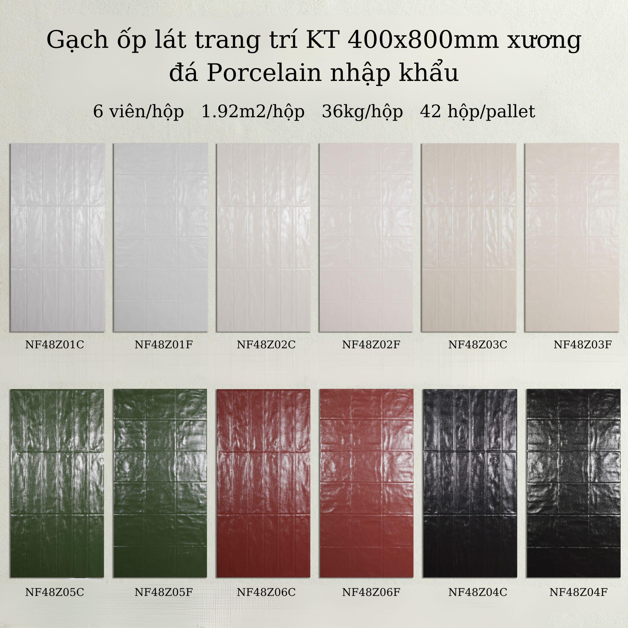 Gạch ốp tường giả thẻ 40x80cm men matt mã NF48Z01C