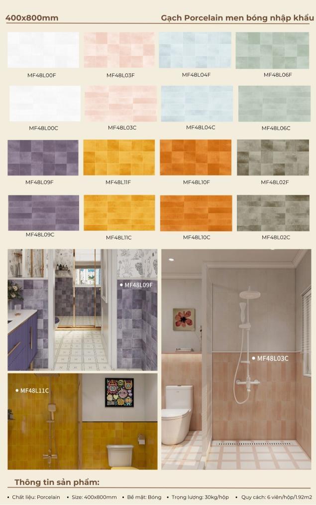 Gạch ốp tường giả thẻ 40x80cm men bóng mã MF48L06C