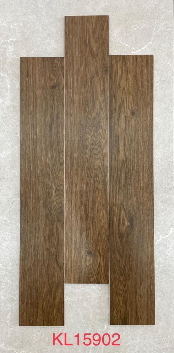Gạch giả gỗ KL15902 15x90 cm màu nâu trầm vân tự nhiên